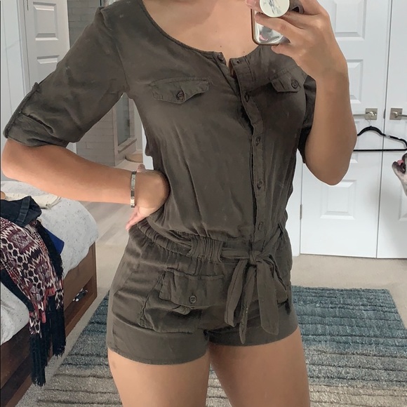 Other Military Green Romper 34 Sleeve Small Poshmark